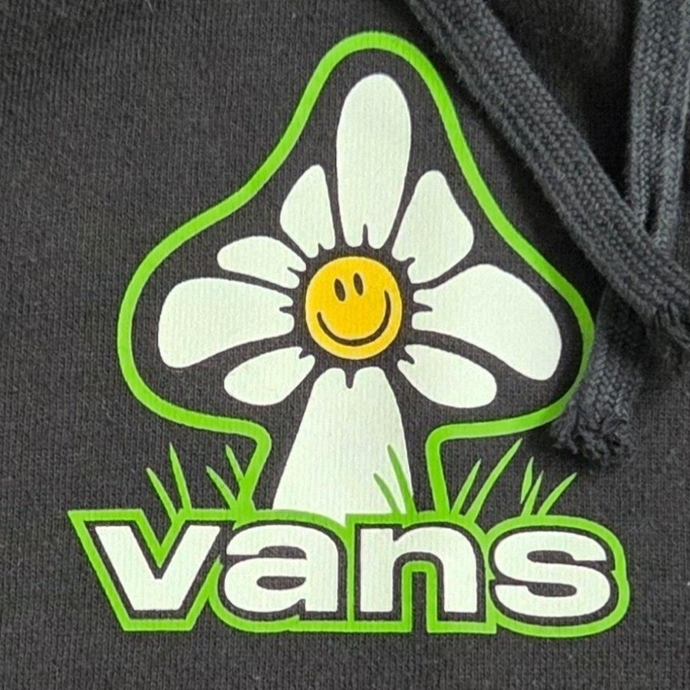 Vans Mushroom Flower Graphic Hoodie‎ Sweatshirt Black Large Loose Fit